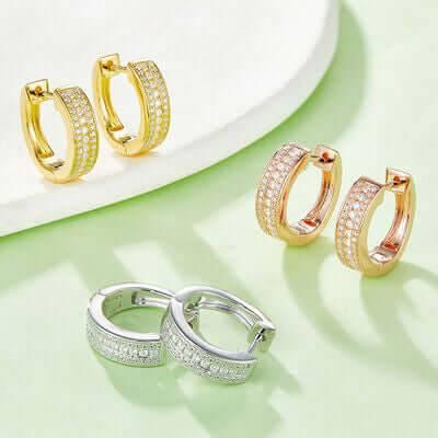 Moissanite 925 Sterling Silver Huggie Earrings - Clothes For Her Online Store