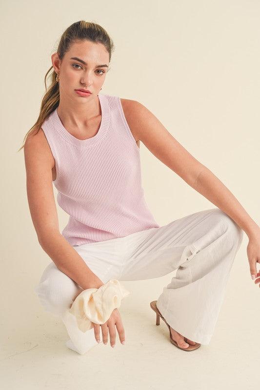 Aemi + Co Ribbed Round Neck Knit Tank - Clothes For Her Online Store