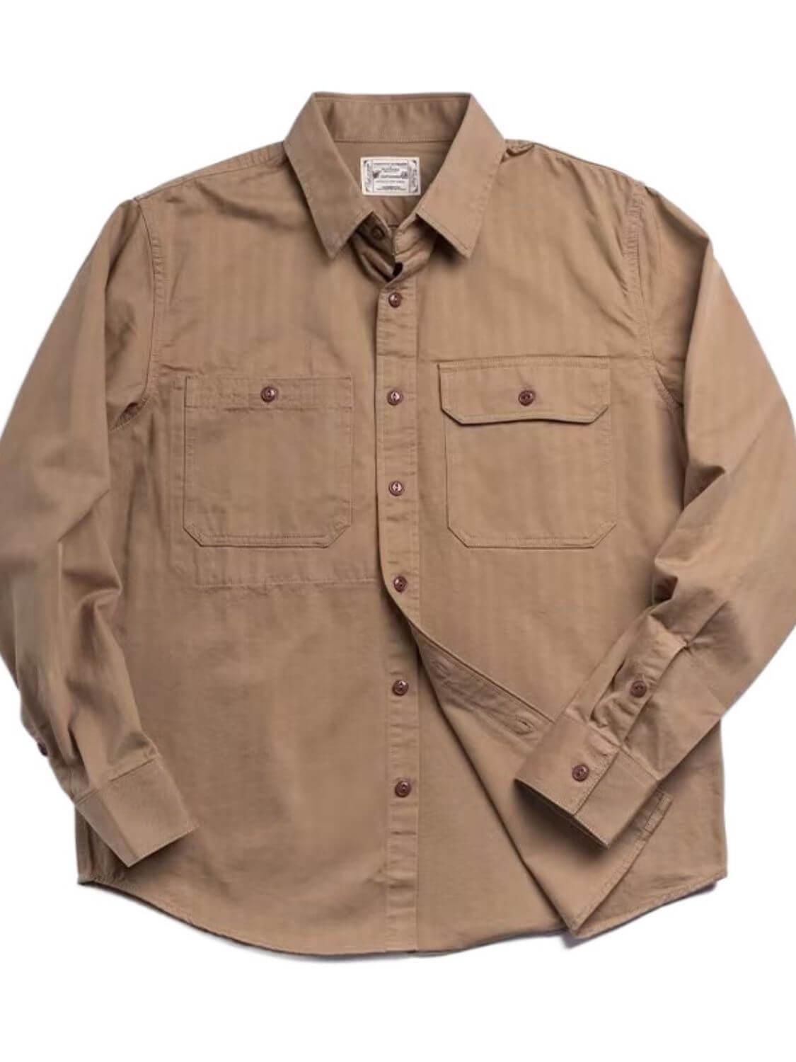Men's Button Down Long Sleeve Shirt with Chest Pockets - Clothes For Her Online Store