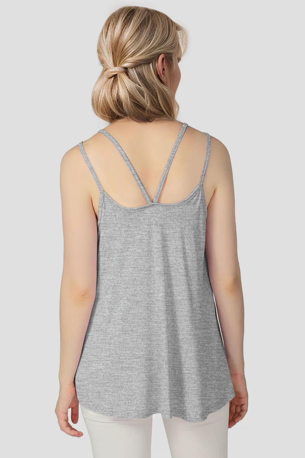 Basic Bae Bamboo Scoop Neck Double Spaghetti Straps Cami - Clothes For Her Online Store