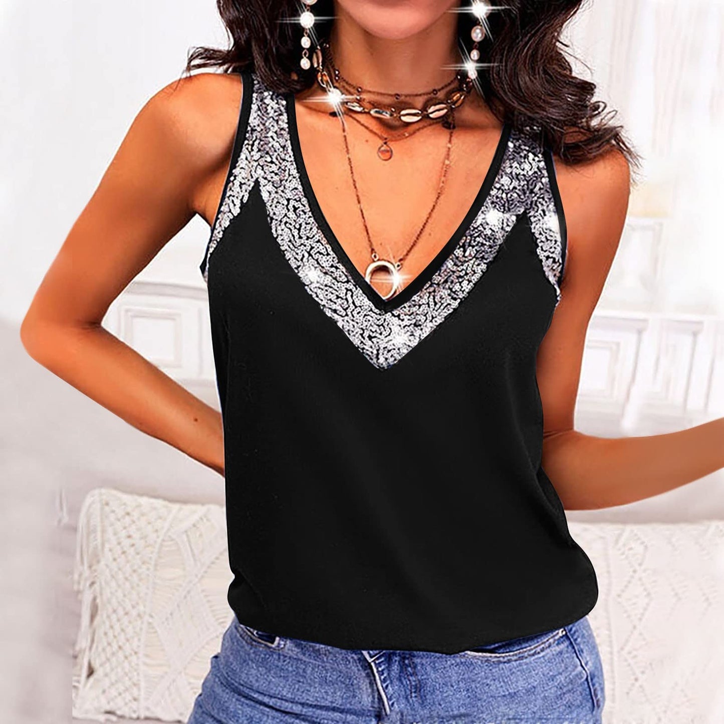 Full Size V-Neck Wide Strap Tank - Clothes For Her Online Store