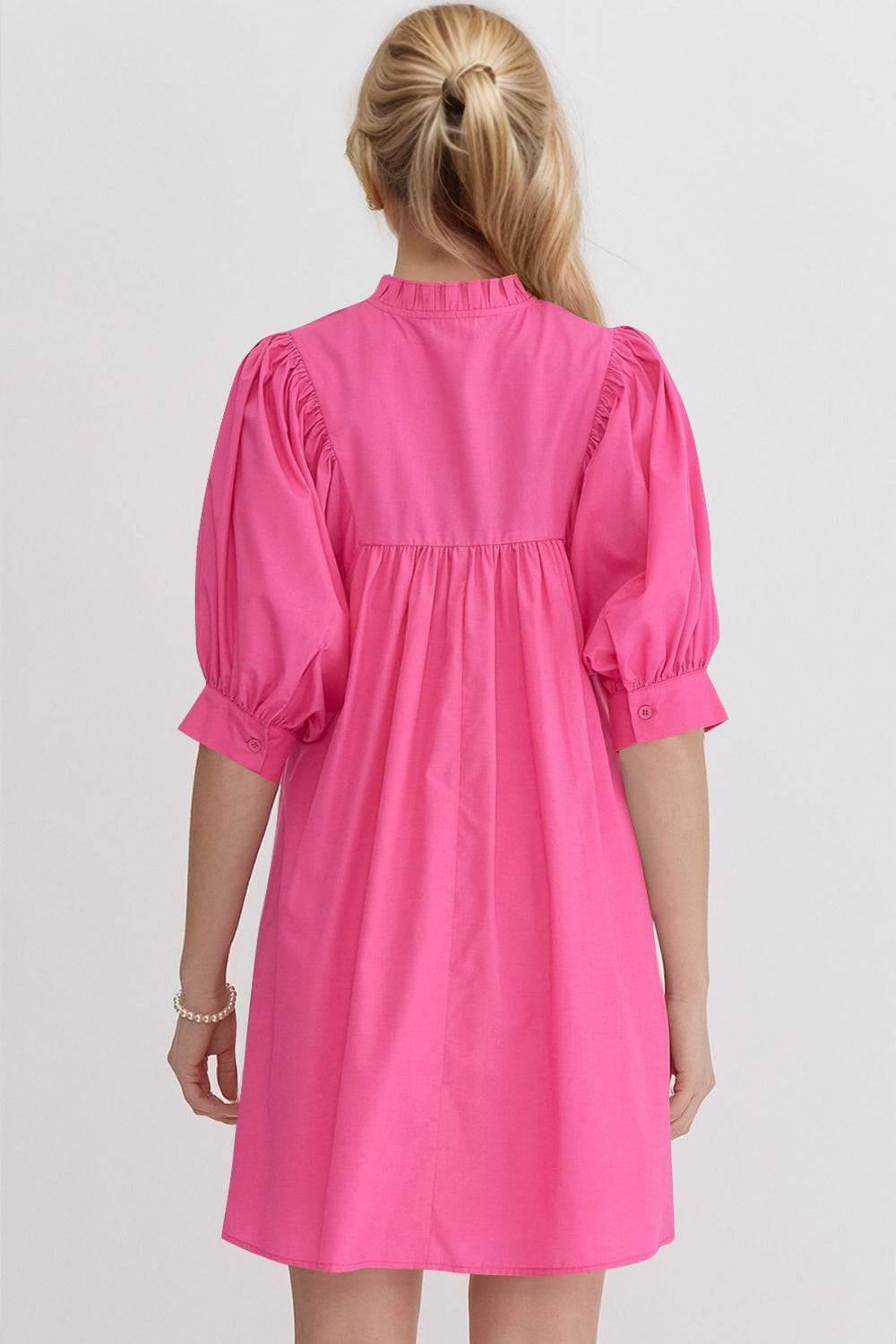 Oh Frill Notched Puff Sleeve Babydoll Mini Dress - Clothes For Her Online Store