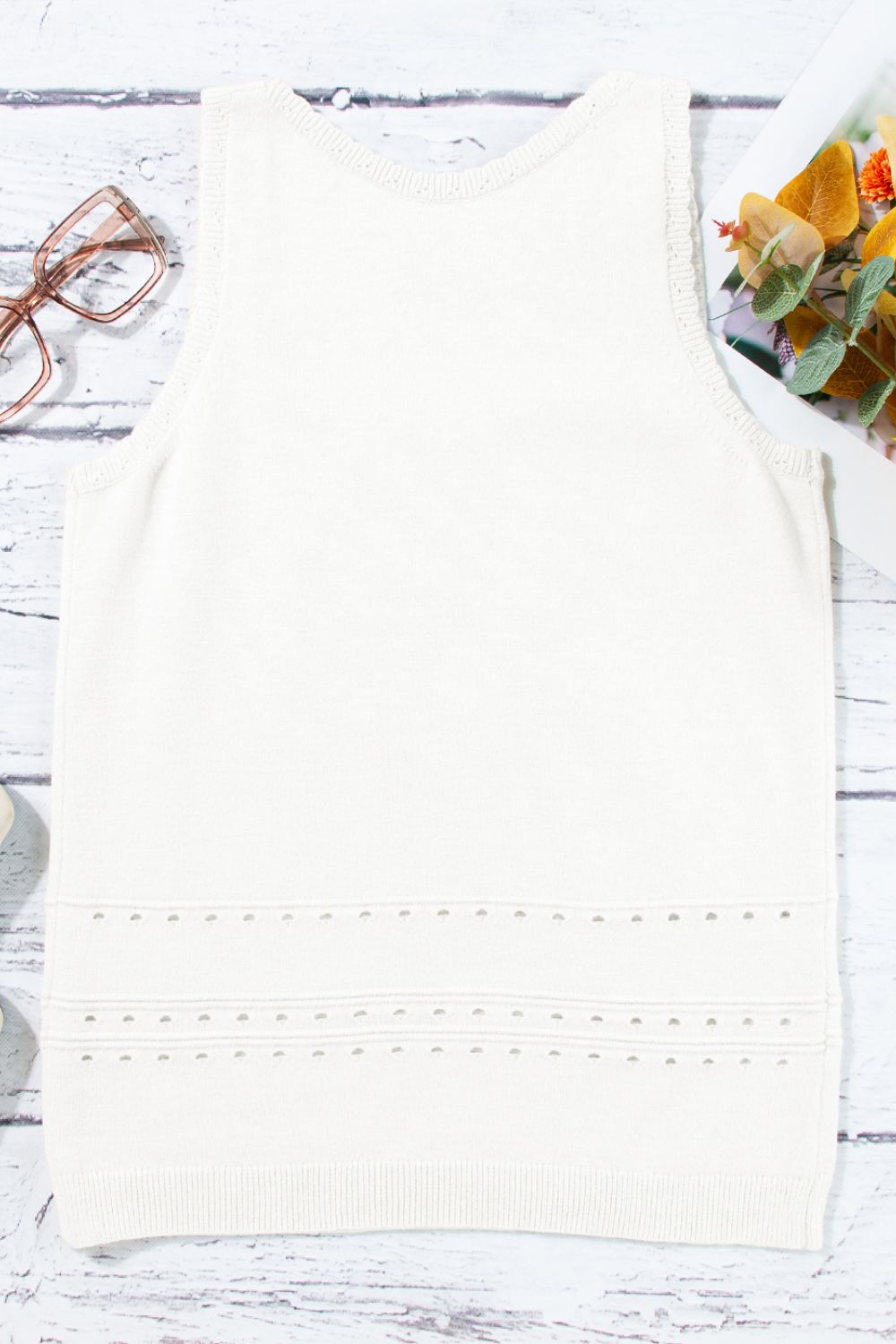 Square Neck Wide Strap Sweater Tank - Clothes For Her Online Store