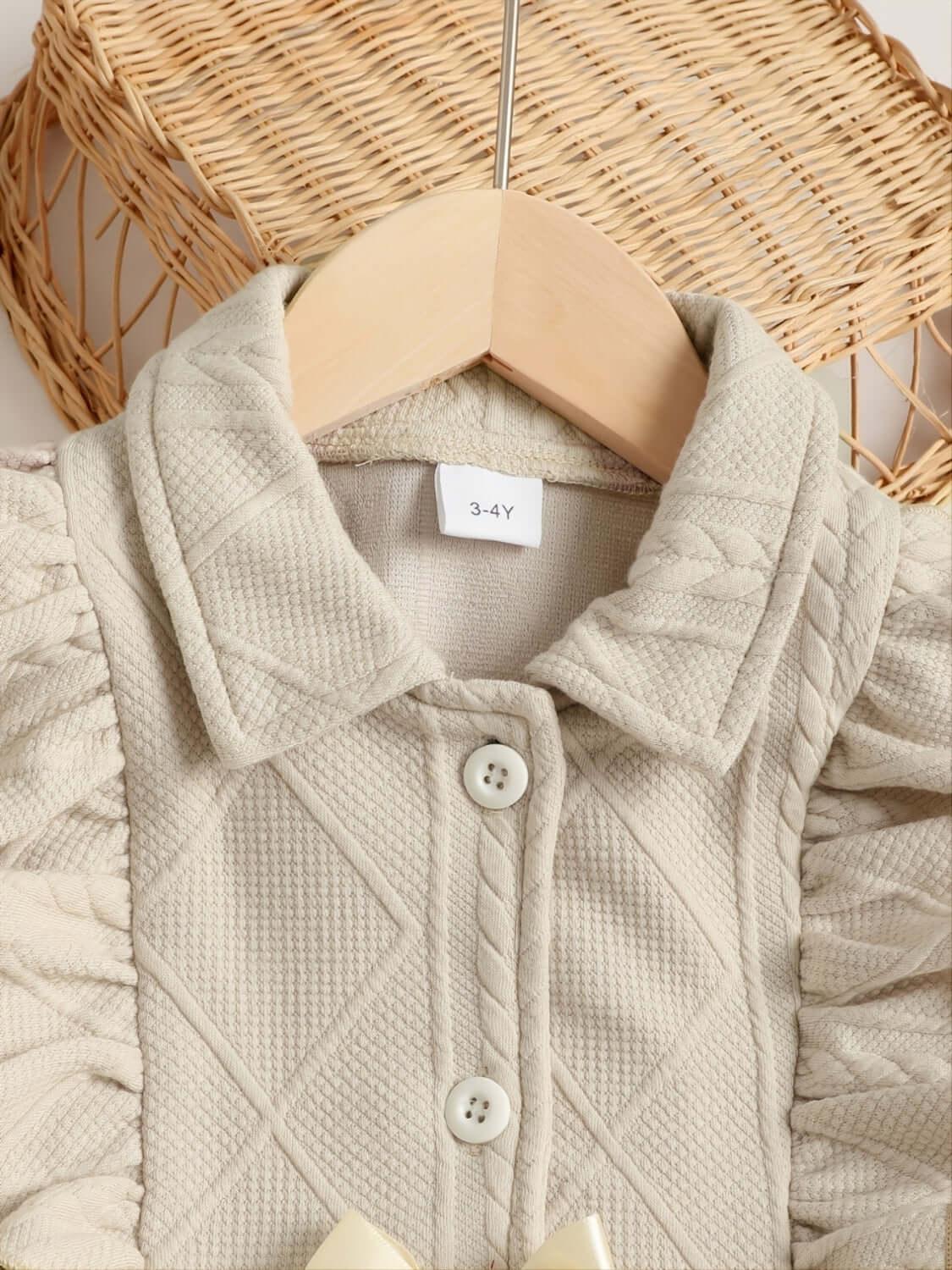 Children's Ruffled Bow Collared Neck Dress - Clothes For Her Online Store