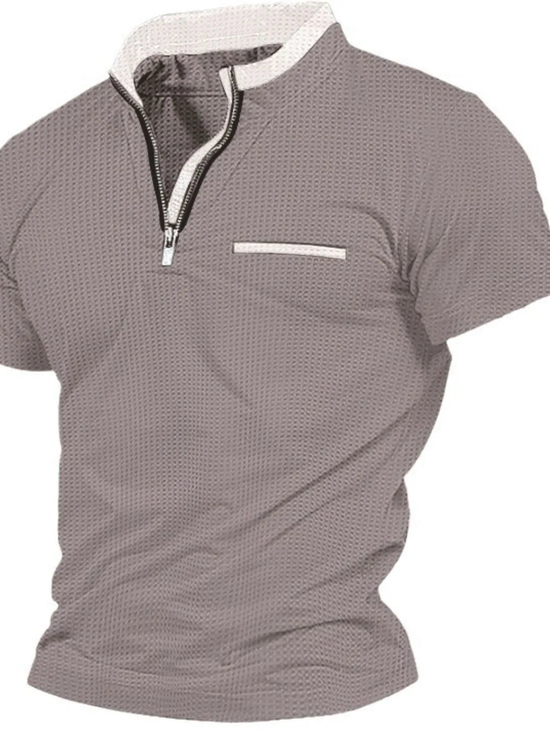 Men's Full Size Zip Collar Short Sleeve Polo Plus Size