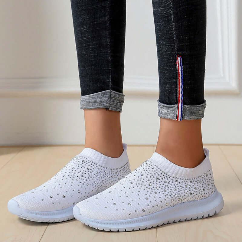 Rhinestone Decor Mesh Breathable Athletic - Clothes For Her Online Store