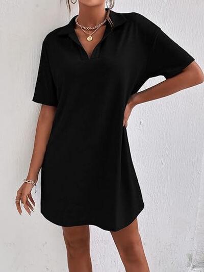 Johnny Collar Short Sleeve Polo Dress - Clothes For Her Online Store