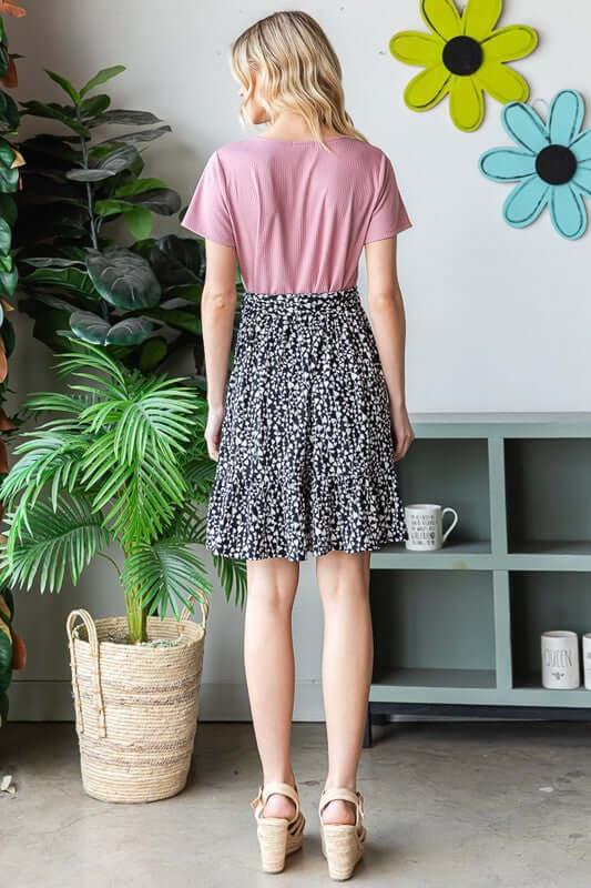 Heimish Full Size Short Sleeve Solid And Animal Print Mini Dress Plus Size - Clothes For Her Online Store