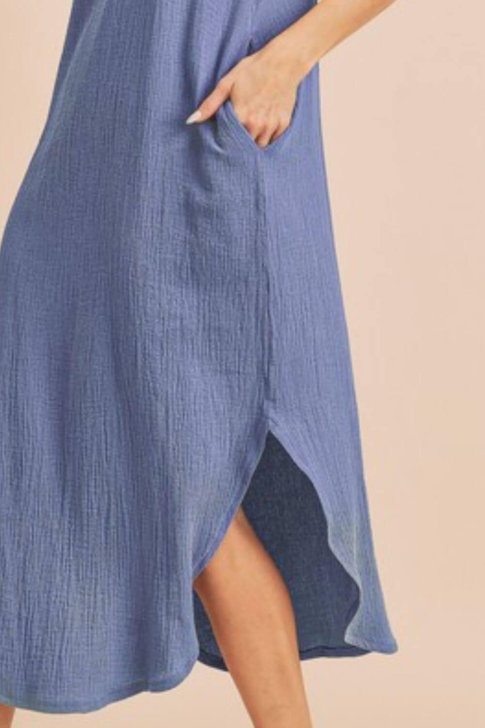 Aemi + Co Round Neck Midi Tank Dress with Pockets - Clothes For Her Online Store