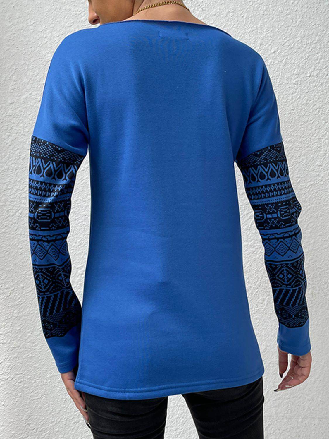 Shiny Printed Drop Shoulder Tunic Top - Clothes For Her Online Store