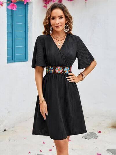 Surplice Flutter Sleeve Mini Dress - Clothes For Her Online Store