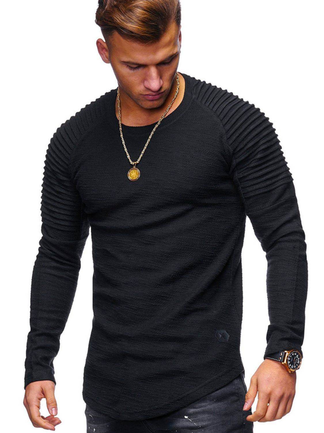 Men's Plus Size Round Neck Long Sleeve T-Shirt