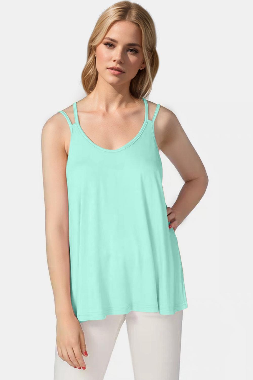 Basic Bae Bamboo Scoop Neck Double Spaghetti Straps Cami - Clothes For Her Online Store