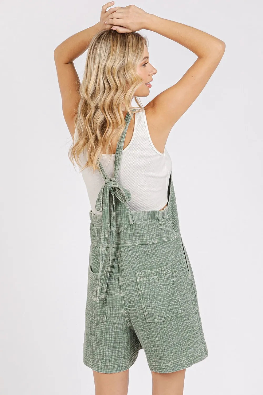 Mittoshop Textured Knotted Wide Strap Overalls - Clothes For Her Online Store