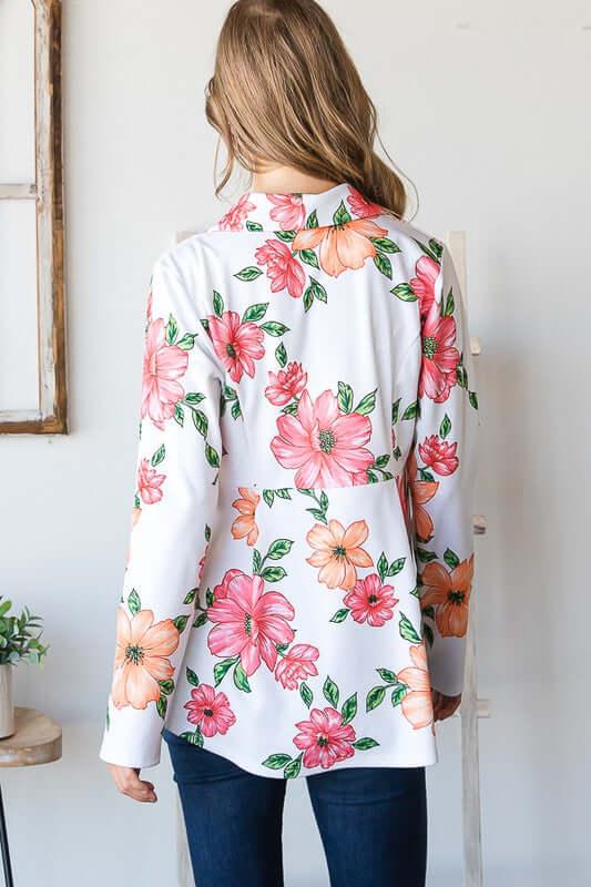 Heimish Full Size Multi Color Floral Blazers with Tunic Plus Size - Clothes For Her Online Store
