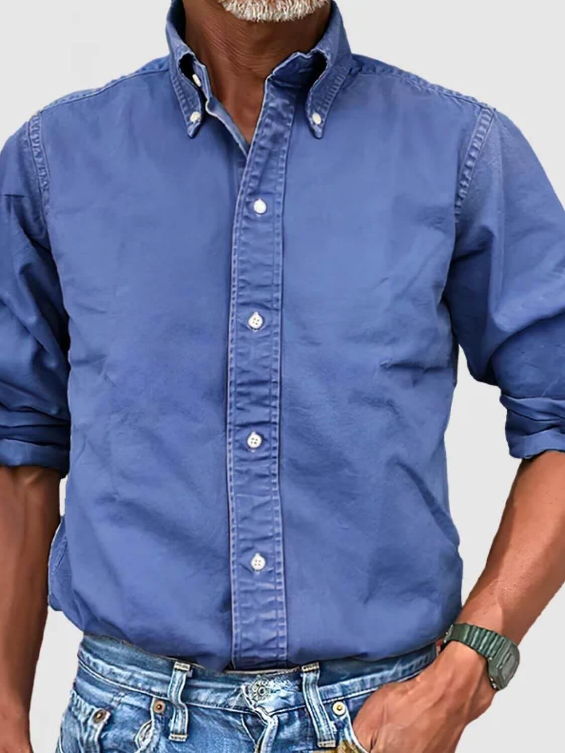 Men's Full Size Collared Neck Button Down Shirt Plus Size - Clothes For Her Online Store