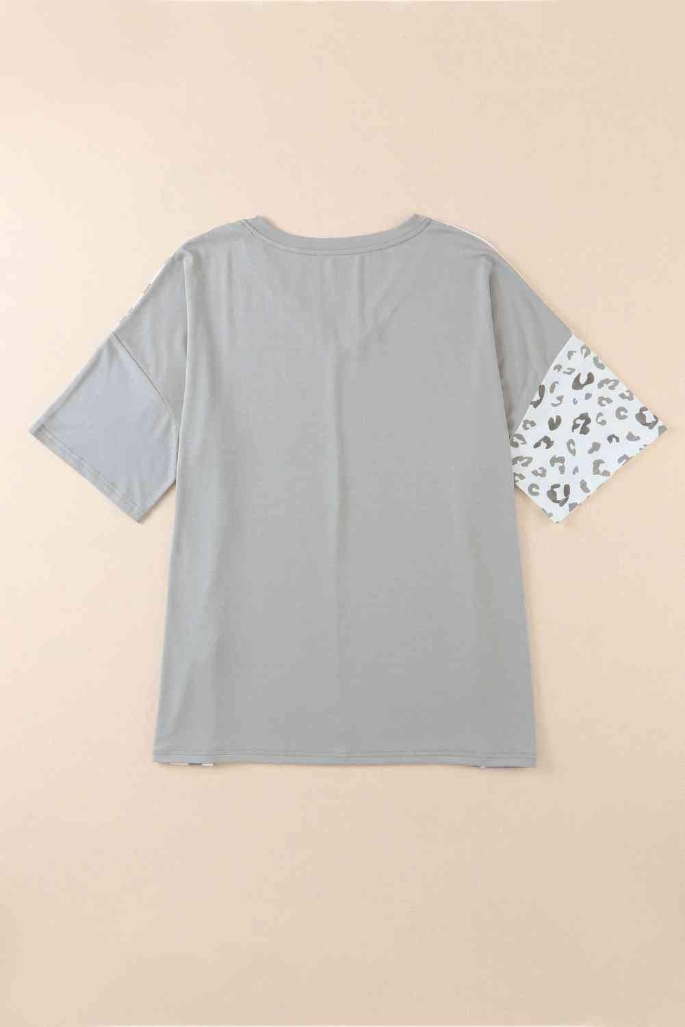 Plus Size Leopard V-Neck T-Shirt - Clothes For Her Online Store
