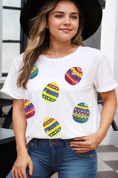 Plus Size Easter Round Neck Short Sleeve T-Shirt - Clothes For Her Online Store