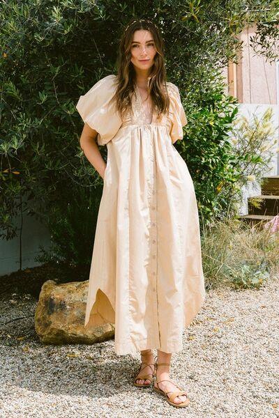 Annie Wear Smocked Puff Sleeve Midi Dress - Clothes For Her Online Store