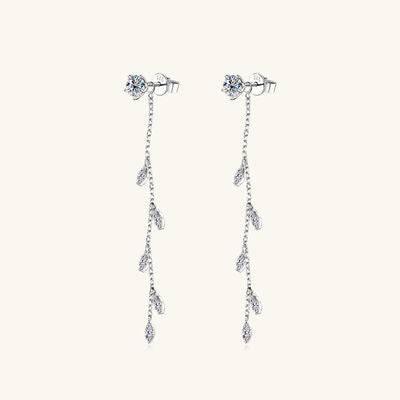 1.38 Carat Moissanite 925 Sterling Silver Leaf Earrings - Clothes For Her Online Store