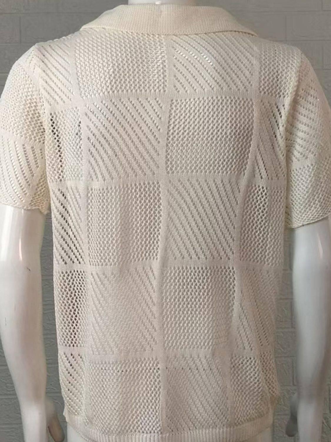 Men's Button Down Checkered Eyelet Shirt - Clothes For Her Online Store