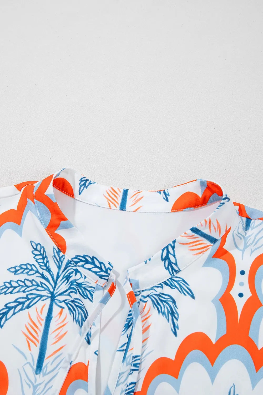 Contrast Palm Tree Printed Short Sleeve Flowy Dress