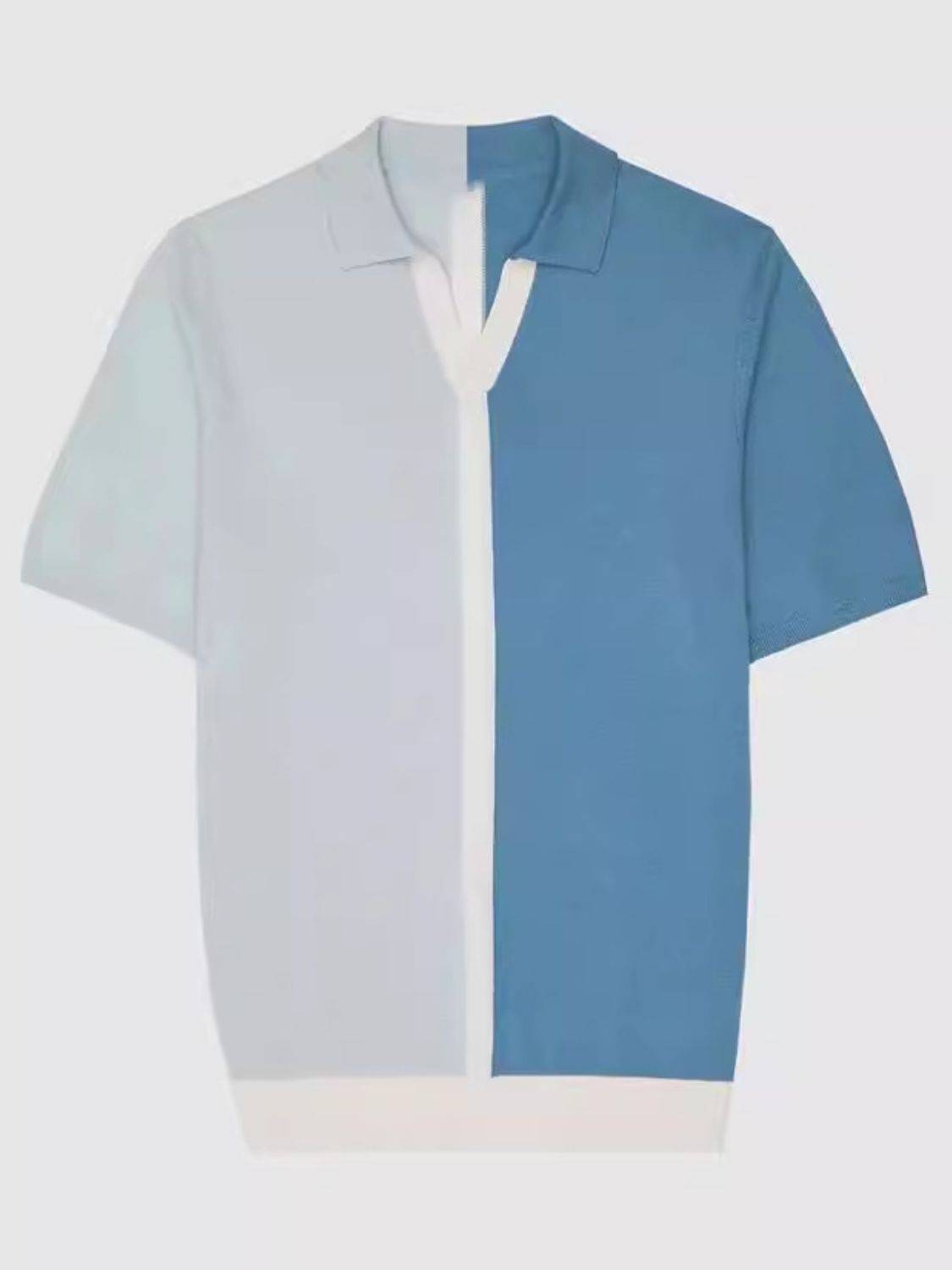 Men's Plus Size Two-Tone Short Sleeve Polo - Clothes For Her Online Store