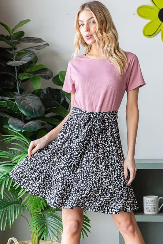 Heimish Full Size Short Sleeve Solid And Animal Print Mini Dress Plus Size - Clothes For Her Online Store