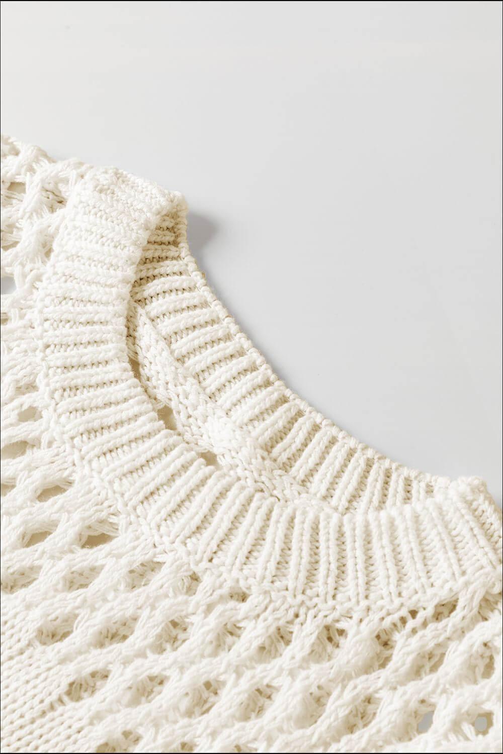 Pointelle Knit Puff Sleeve Sweater - Clothes For Her Online Store