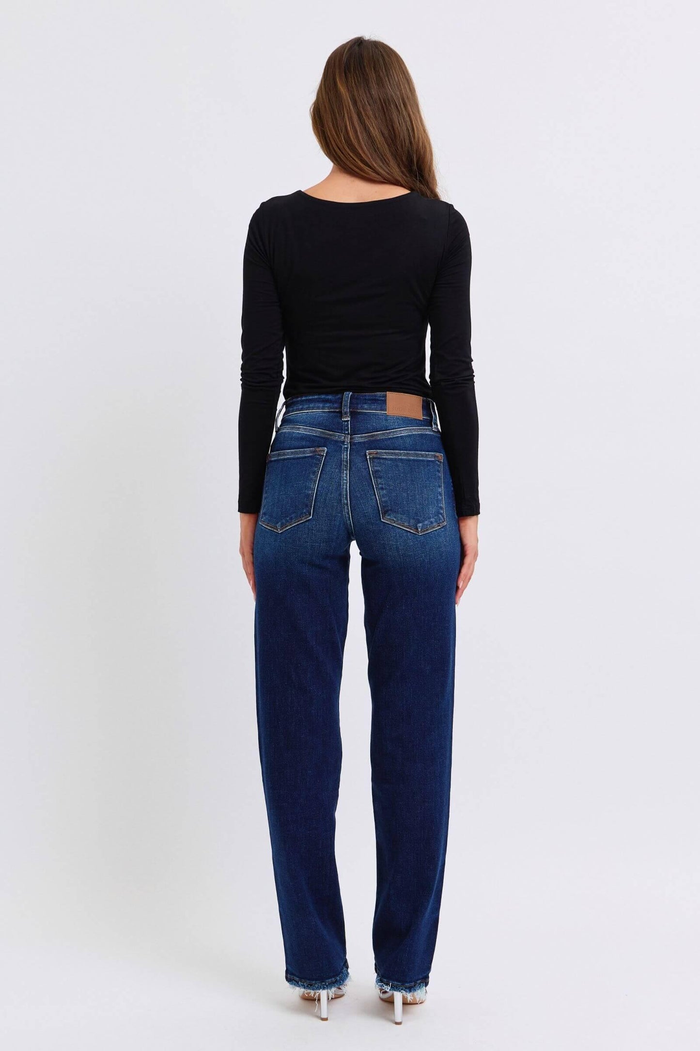 Judy Blue Full Size Raw Hem Straight Leg Jeans - Clothes For Her Online Store