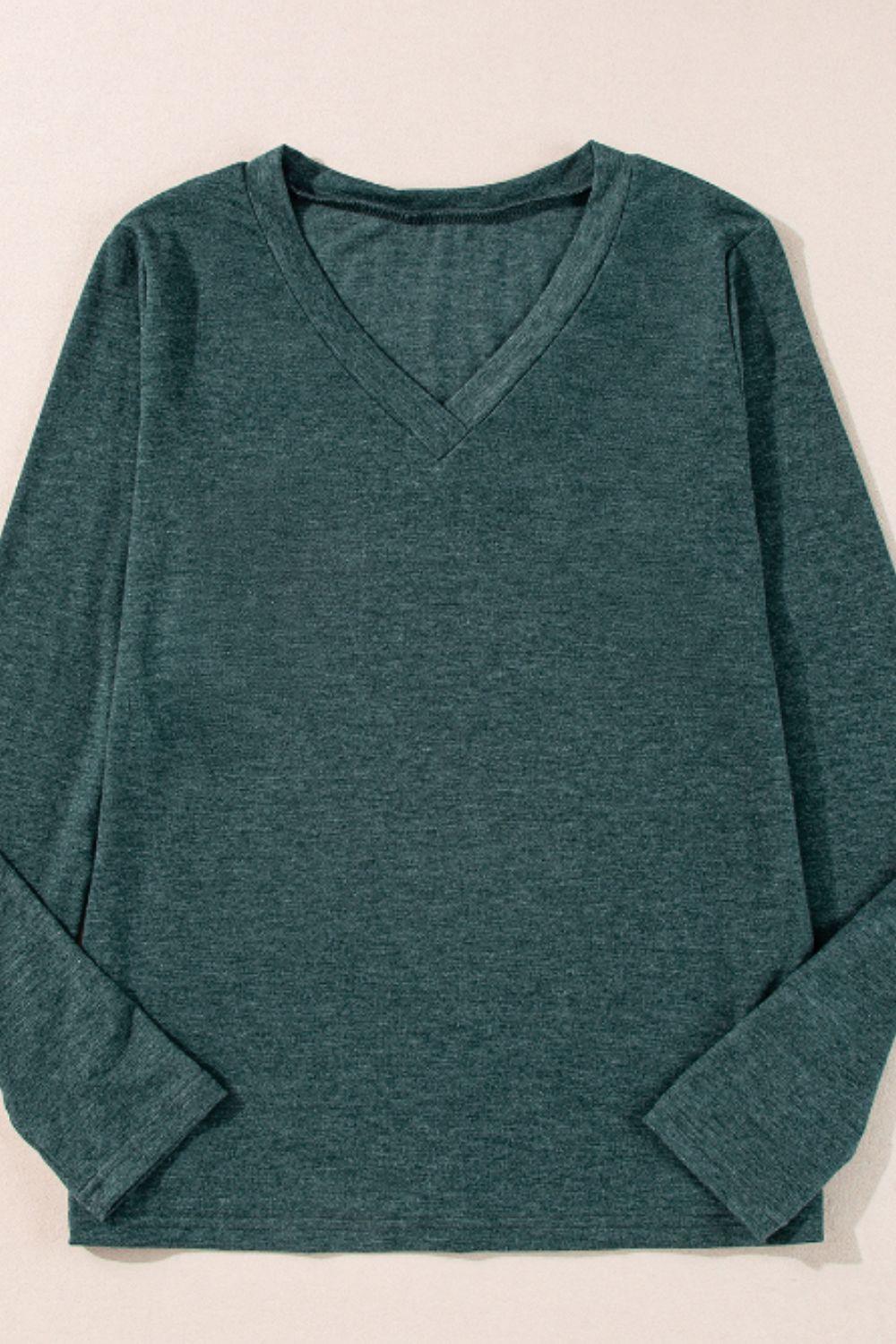 V-Neck Long Sleeve T-Shirt - Clothes For Her Online Store