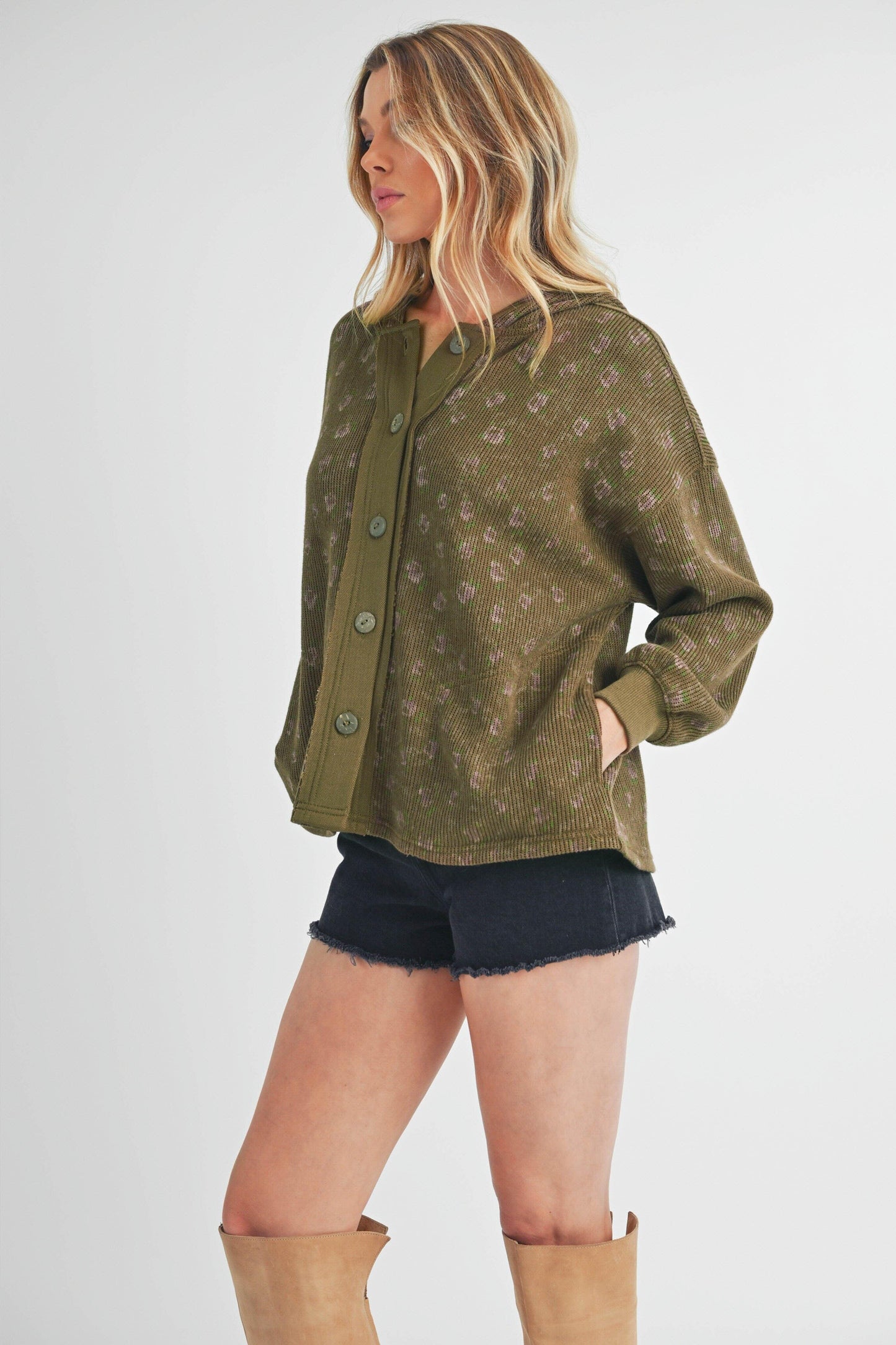 Aemi + Co Floral Button Up Hooded Jacket - Clothes For Her Online Store