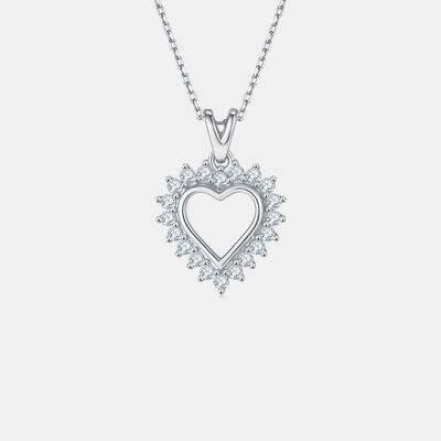 Moissanite 925 Sterling Silver Heart Pendant Necklace - Clothes For Her Online Store