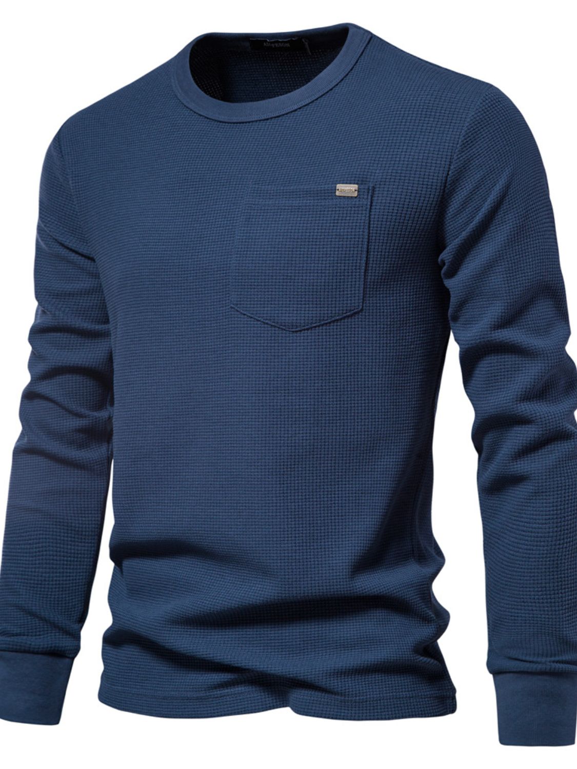 Men's Waffle-Knit Round Neck T-Shirt - Clothes For Her Online Store