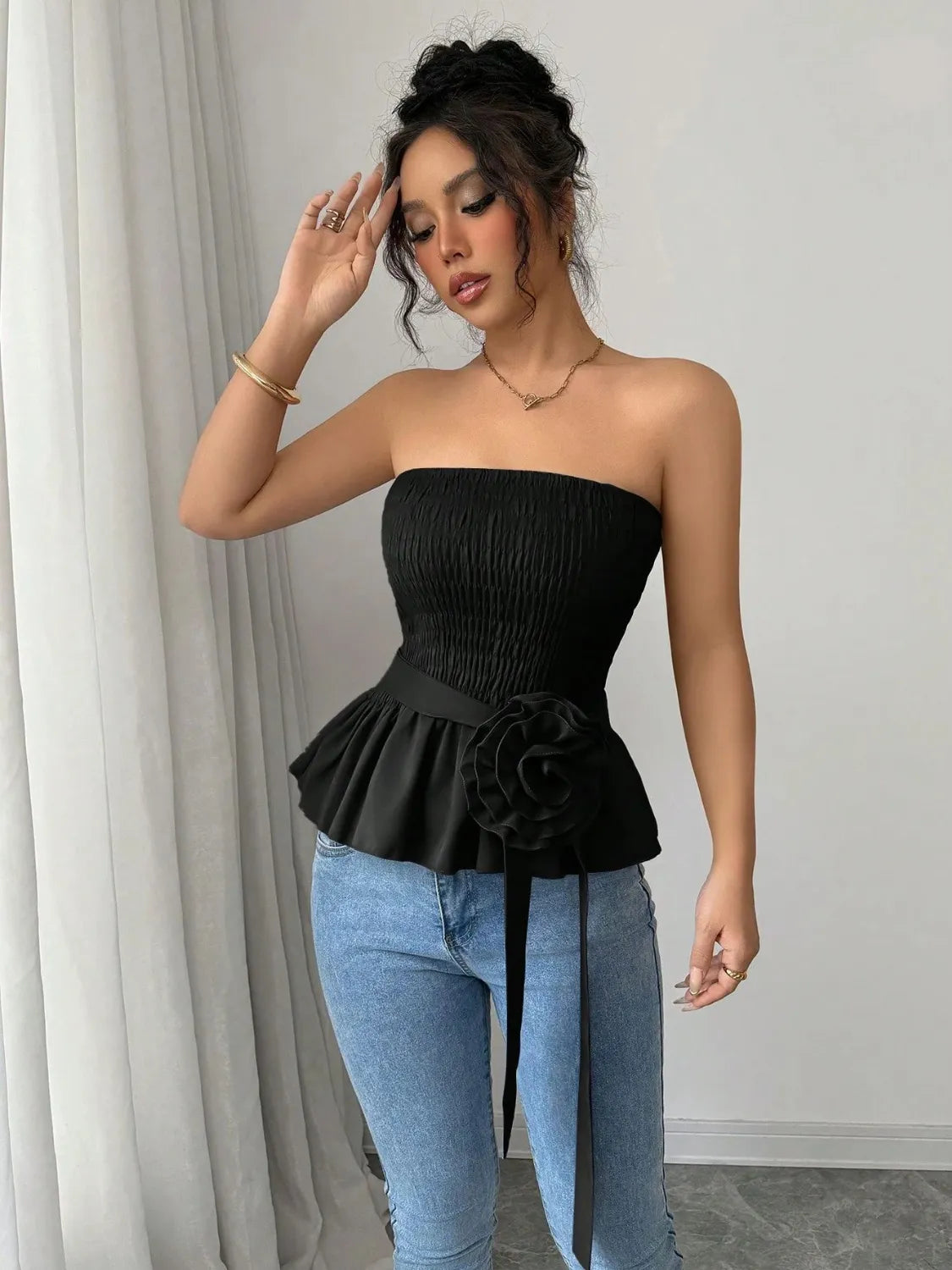 Flower Smocked Tube Top