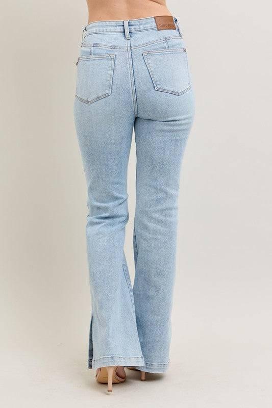 Judy Blue Full Size Tummy Control Vintage Wash Side Slit Slim Boot Jeans Plus Size