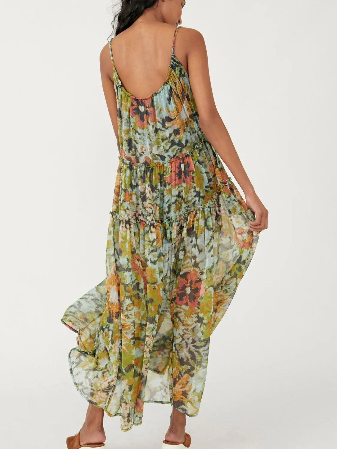Printed V-Neck Sleeveless Dress