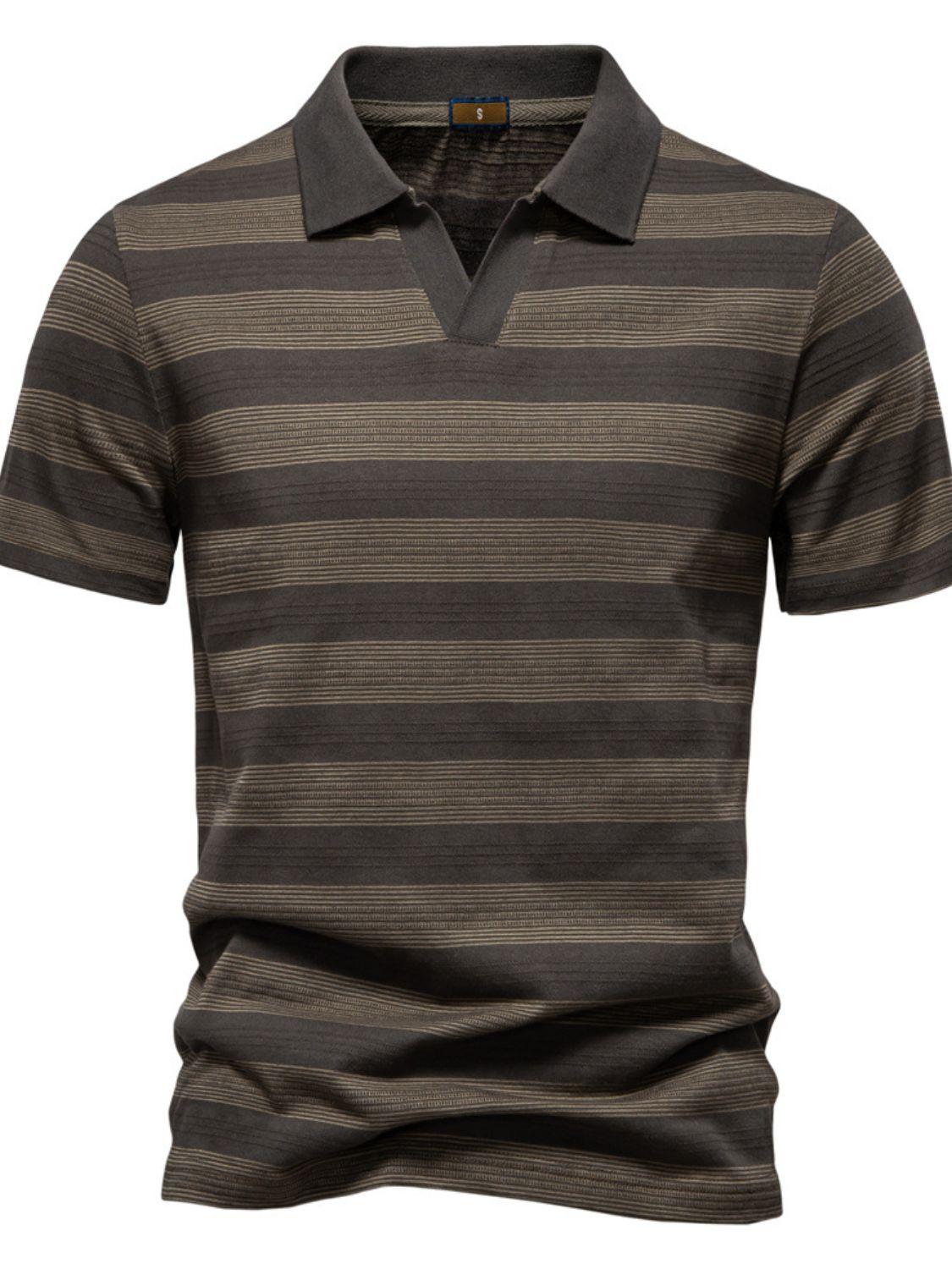 Men's Contrast Striped Short Sleeve Polo - Clothes For Her Online Store