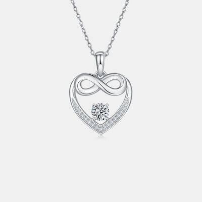 Moissanite 925 Sterling Silver Heart Necklace - Clothes For Her Online Store