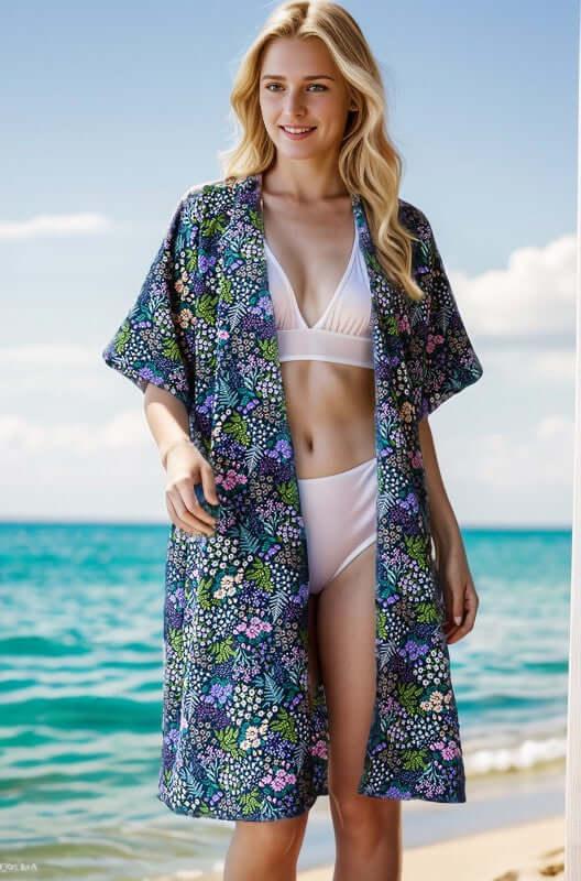 Heimish Full Size Half Sleeve Floral Open Cardigan Plus Size - Clothes For Her Online Store