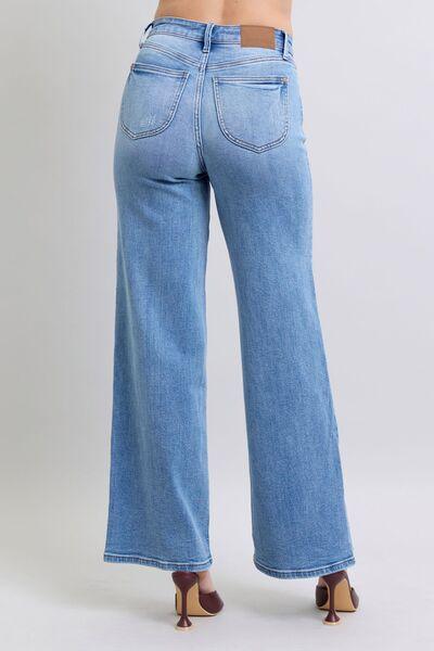Judy Blue Full Size Wide Leg Jeans with Pockets - Clothes For Her Online Store