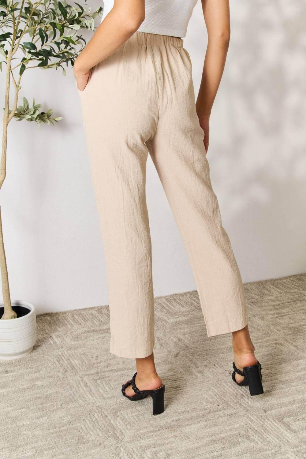 Shiny Pull-On Pants with Pockets - Clothes For Her Online Store