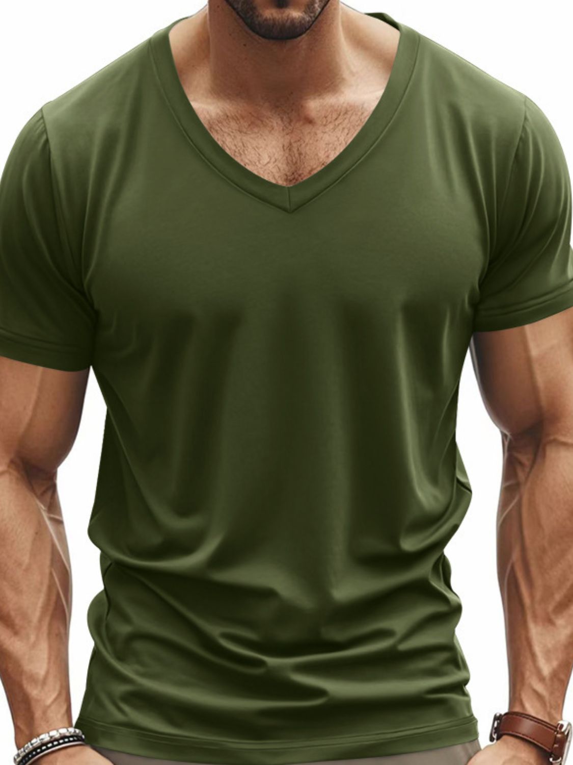Men's Full Size V-Neck Short Sleeve T-Shirt Plus Size - Clothes For Her Online Store
