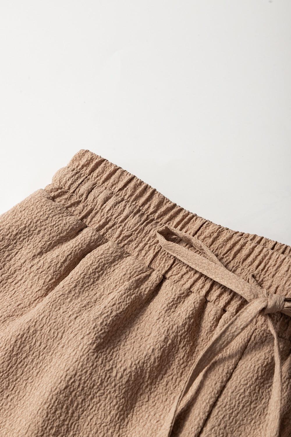 Textured Tiered Edge High Waist Shorts - Clothes For Her Online Store