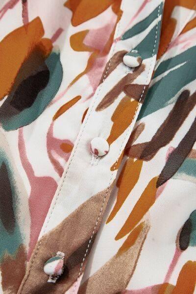 Printed Notched Short Sleeve Mini Dress - Clothes For Her Online Store