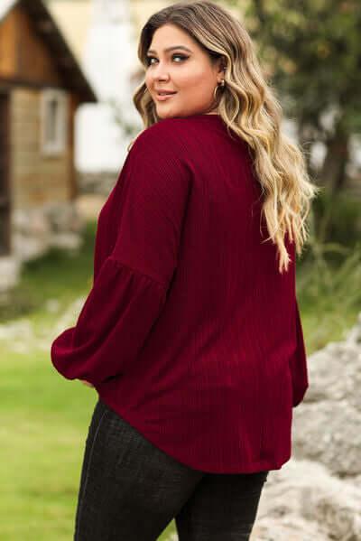 Plus Size Round Neck Dropped Shoulder T-Shirt - Clothes For Her Online Store