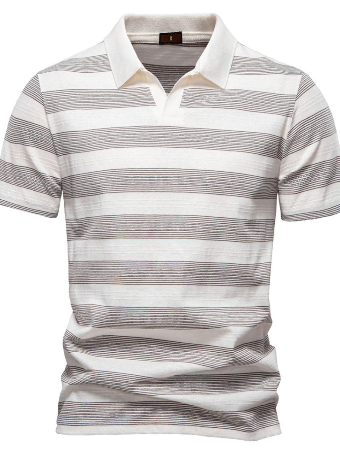 Men's Contrast Striped Short Sleeve Polo - Clothes For Her Online Store