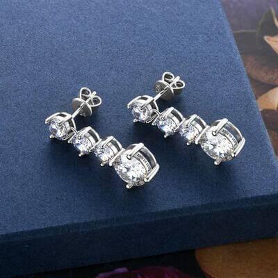 4 Carat Moissanite 925 Sterling Silver Earrings - Clothes For Her Online Store