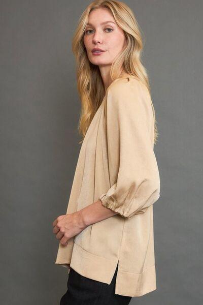 Umgee Full Size Crinkled Satin Top Plus Size - Clothes For Her Online Store