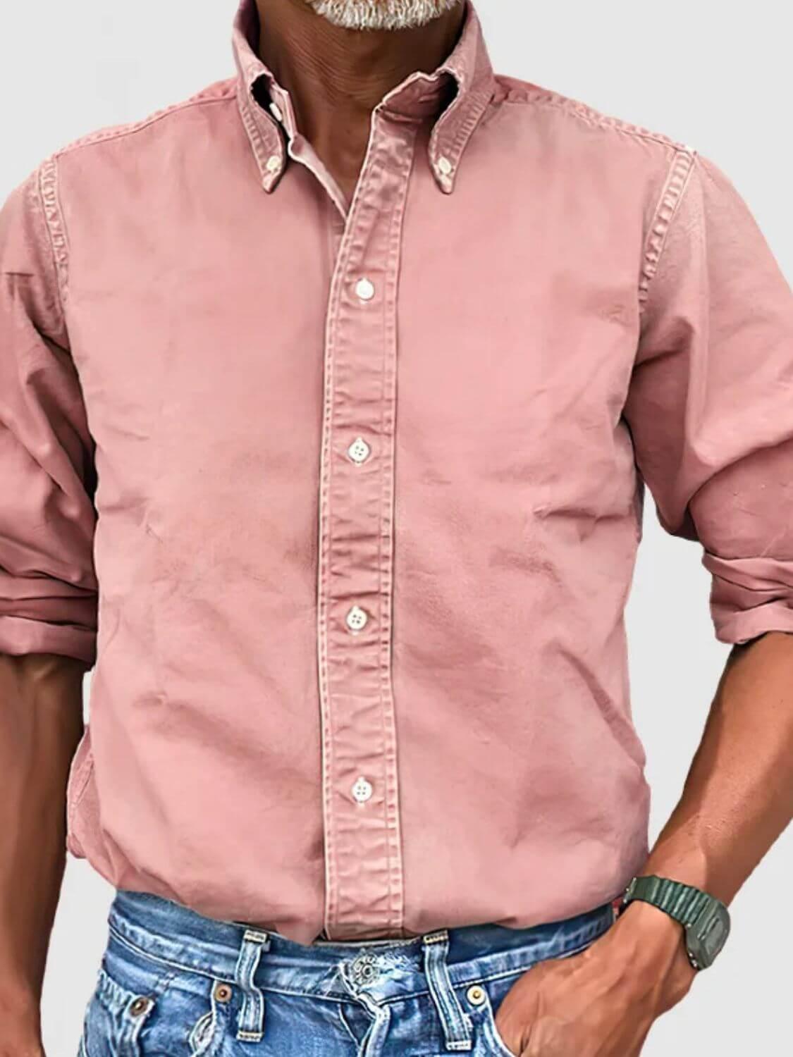 Men's Full Size Collared Neck Button Down Shirt Plus Size - Clothes For Her Online Store